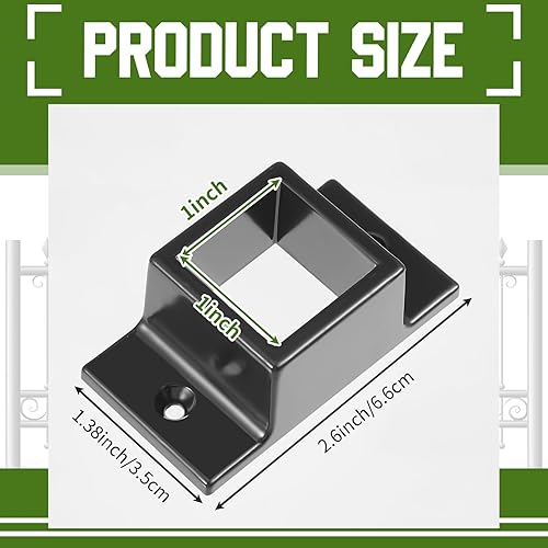 Miniatura 2 de Zonon Soporte de pared estándar para valla de aluminio de 1 x 1 pulgada para rieles, soportes cuadrados de metal de doble brida, soportes cuadrados