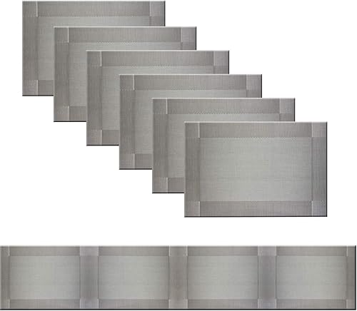 Miniatura 24 de Manteles individuales lavables y fáciles de limpiar, manteles individuales de PVC para mesa de cocina, resistentes al calor, manteles de vinilo