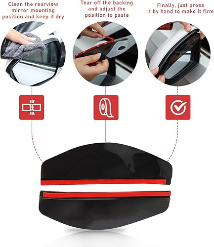 Miniatura 5 de Ziciner 2 piezas de visera de lluvia para cejas, impermeable, protector de espejo retrovisor lateral automático, cubierta de espejo de visión de