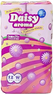 デイジーアロマ トイレットペーパー, ダブル 25m, 96ロール (12ロール×8パック), ほのかな香り付き, 100%再生紙