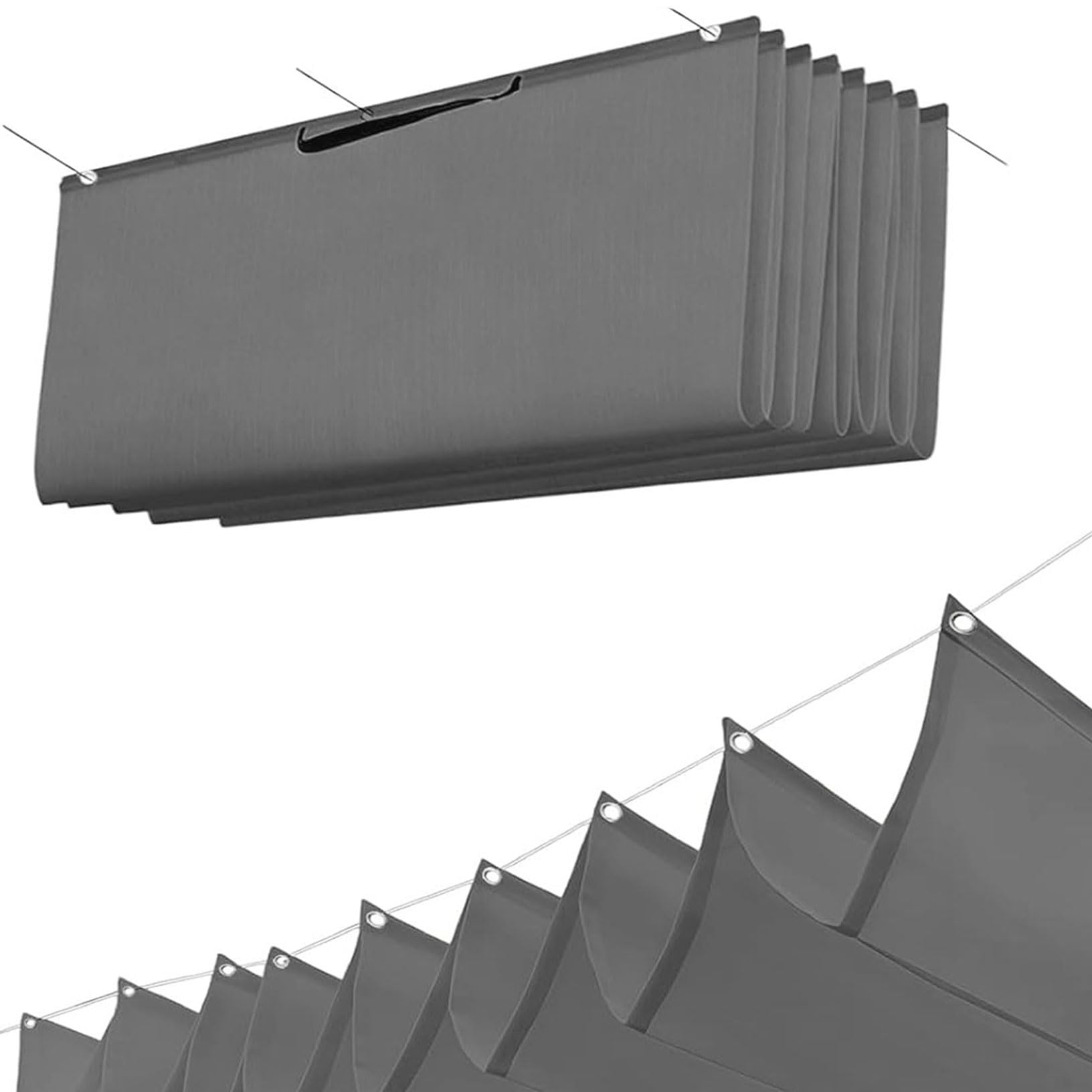 Einziehbare Welle Sonnensegel mit Ösen 2.2 x 2.5 m Nach Maß Verstellbar 95% Uv-Schutz Wasserdicht Segel Baldachin Inkl. Befestigungsseilen für Balkon Terrasse Garten Pool Camping, Dunkelgrau