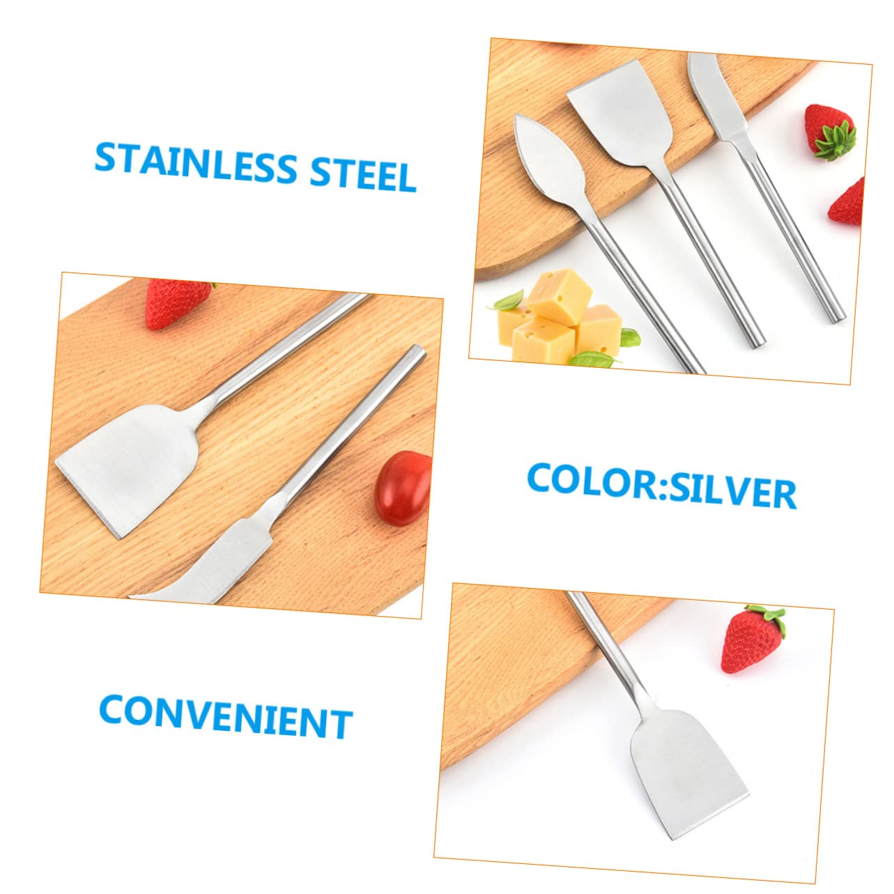 HEALLILY 3pcs Cheese Tools Ergonomic Cheese Cutter Fork Spatula Kitchen Baking Utensils Serving for Home Restaurant Use