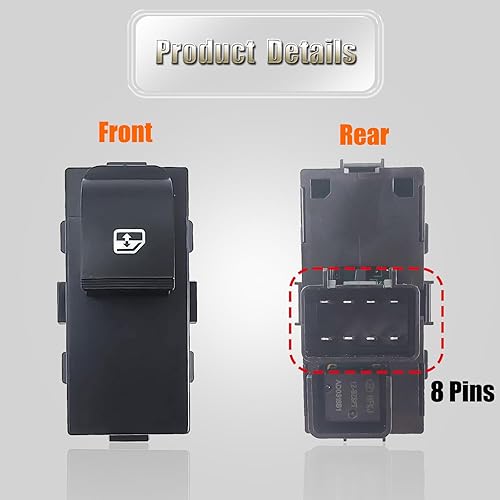 Miniatura 4 de Botón de control del interruptor de la ventana del pasajero compatible con Chevy Silverado 15002500 HD3500 HDSuburbanGMC SierraYukonBuick 2007-2013,