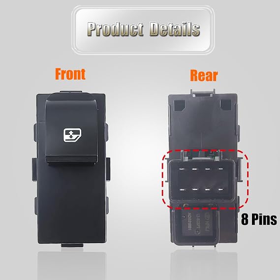 2PCS Passenger Power Window Control Switch Button Replace 15888174 22895545 | Fits for 2007-2013 Chevy Silverado 1500/2500 HD/3500 HD/Suburban/GMC Sierra/Yukon/Buick, for 2008-2011 Chevy HHR, Blue Light