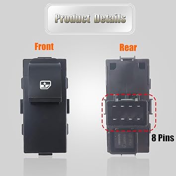 2PCS Passenger Power Window Control Switch Button Replace 15888174 22895545 | Fits for 2007-2013 Chevy Silverado 1500/2500 HD/3500 HD/Suburban/GMC Sierra/Yukon/Buick, for 2008-2011 Chevy HHR, Blue Light
