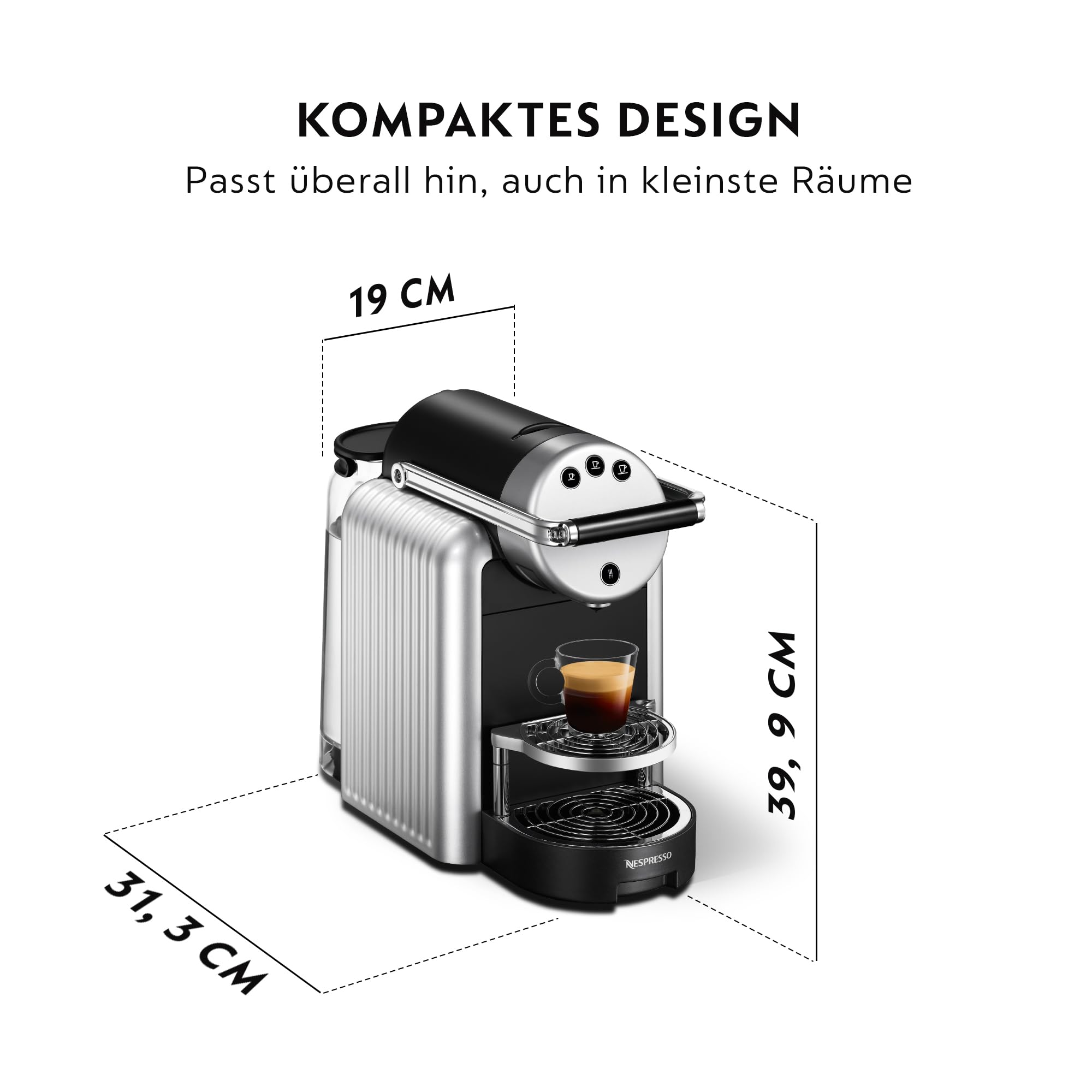 Nespresso PROFESSIONAL Zenius Espresso- und Kaffeemaschine | Kompakte Profi Kapselmaschine für Büro, Praxis und Gewerbe, 19 Bar Druck, 2 Liter Wassertank, Heißwasserfunktion