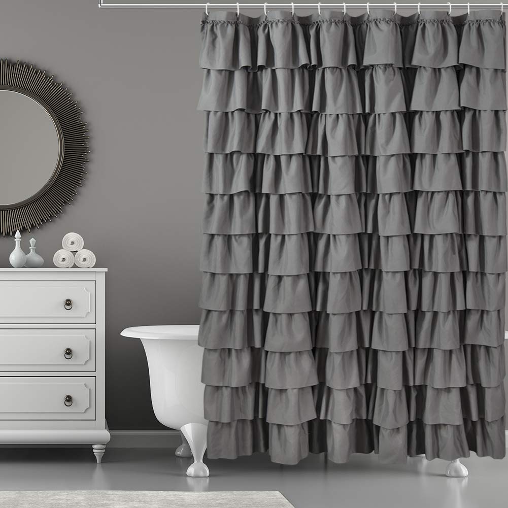 Grey Ruffle Shower Curtain