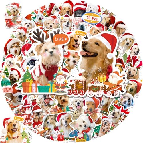 Cute Dog Stickers for Water Bottle, 140 Pcs Vinyl Christmas