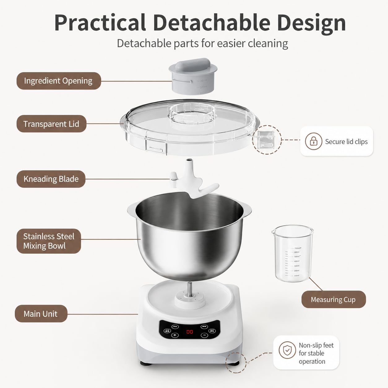 Macchina Impastatrice Automatica 7L/9L con Ciotola in Acciaio Inossidabile