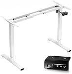 ERGOMAKER Dual Motor 2 Stage Electric Height Adjustable Standing Desk Frame, Standing Desk Legs Sit to Stand Office Desk Frame for Home Office, White