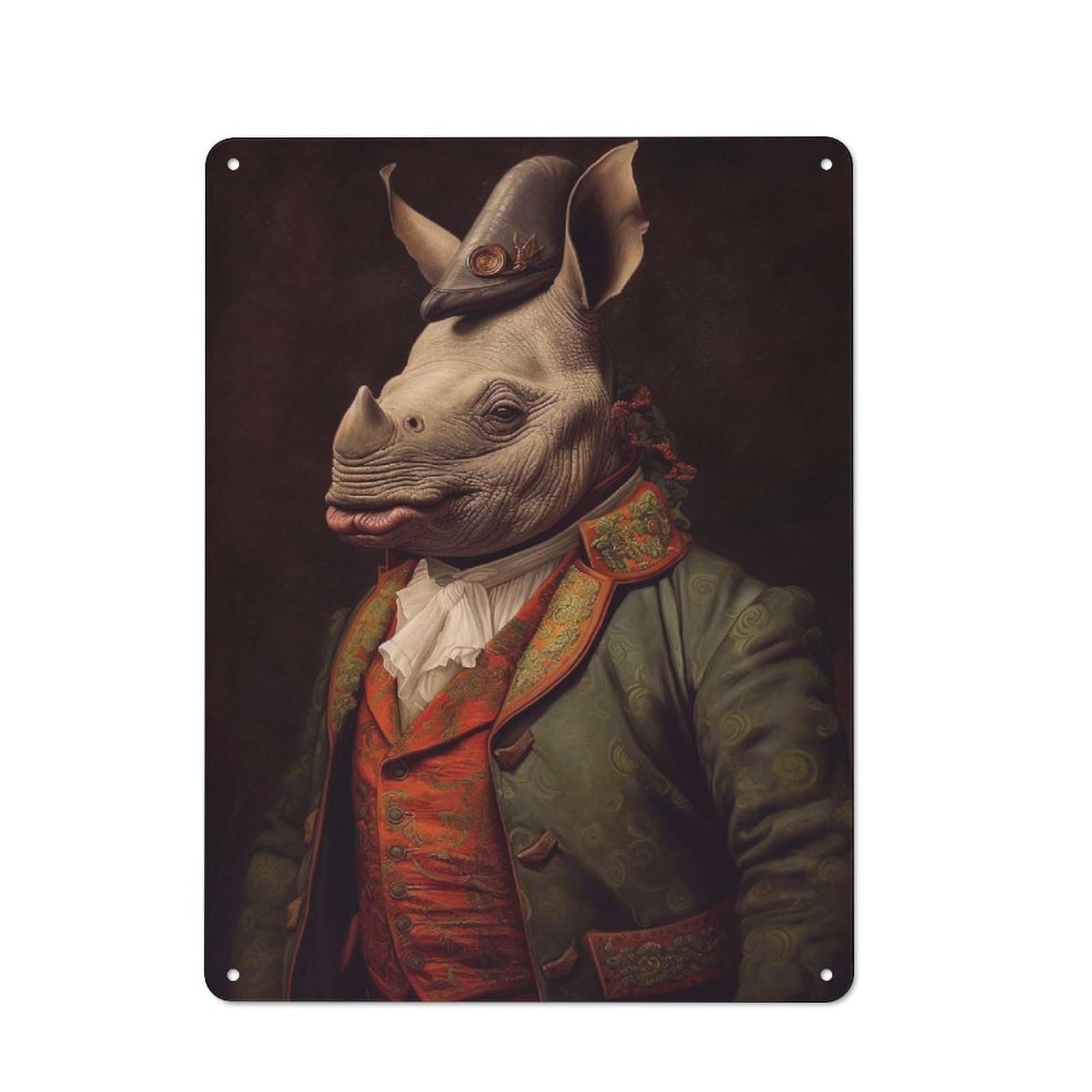 Junmoney Rhino Vintage Metal Plaque 40X30cm For Guest Room Or Hallway, A Decorative Christmas Gift For Guest Room Decorators