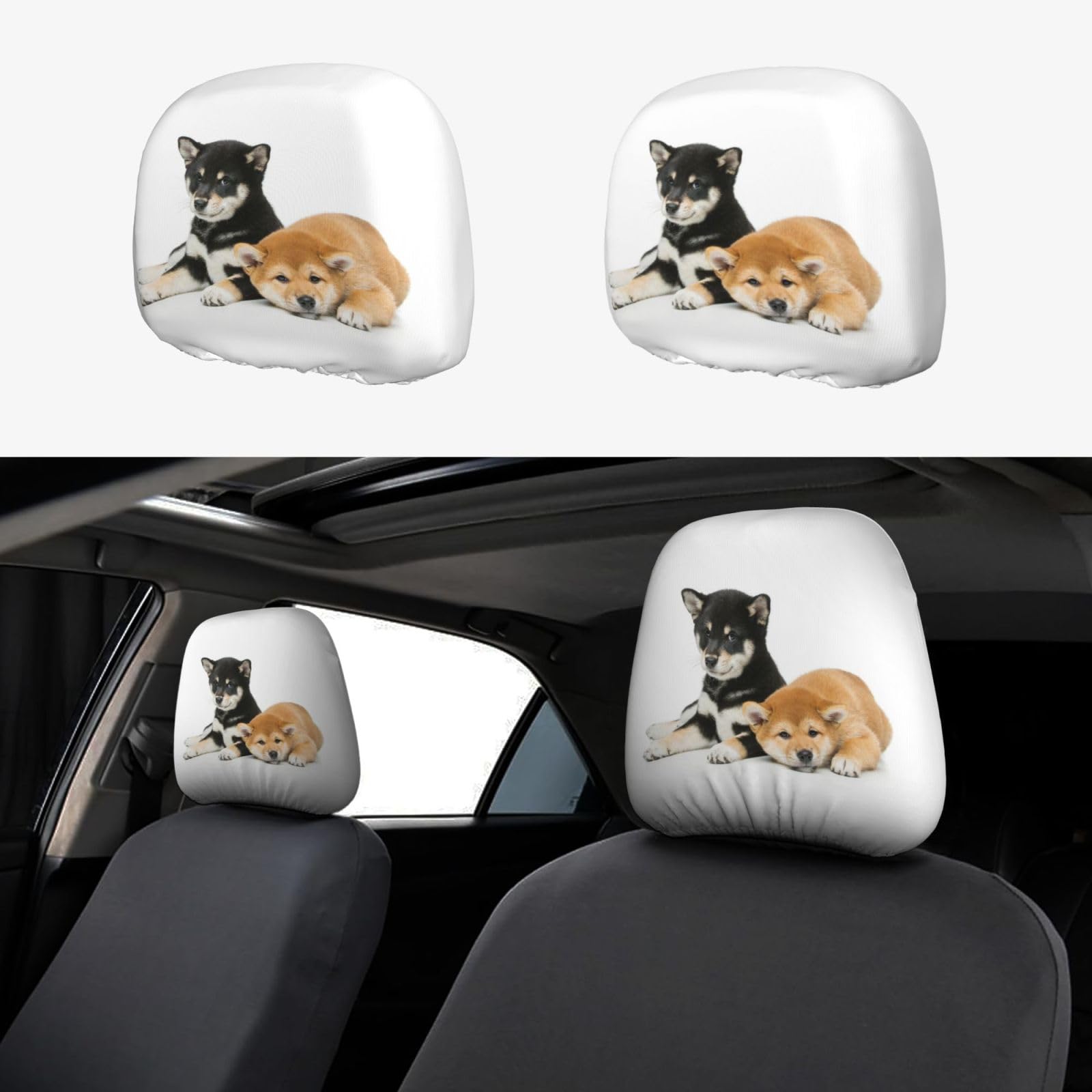Amazon.co.jp: 車用ヘッドレストカバー 2枚セット 柴犬 いぬ 犬柄