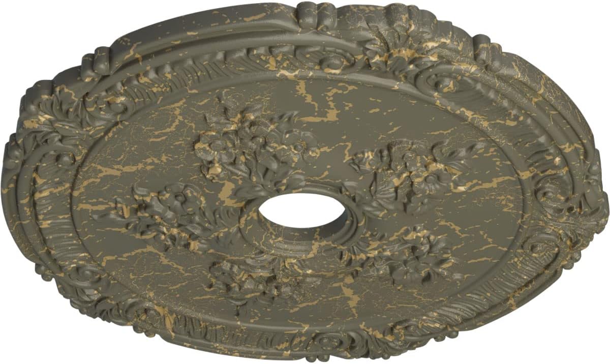 Ekena Millwork CM26ATWHC - 26"OD x 3 3/4"ID x 1 1/2"P Attica with Rose Ceiling Medallion (Fits Canopies up to 4 1/2") - Ceiling Medallion, Witch Hazel Crackle