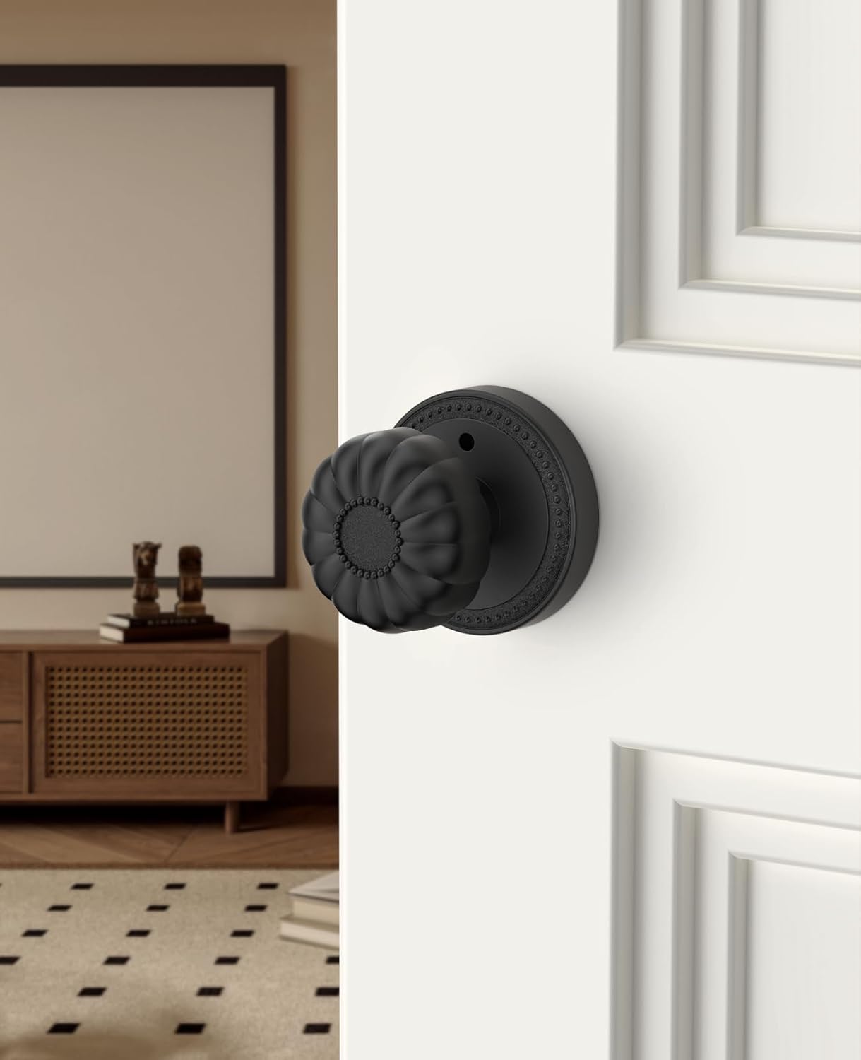 Asidrama 2 Pack Black Privacy Door Knobs with Lock, Door Handles with Matte Black Door Knobs Interior for Bedroom or Bathroom, Heavy Duty Door Lever for Left Right Sided Doors