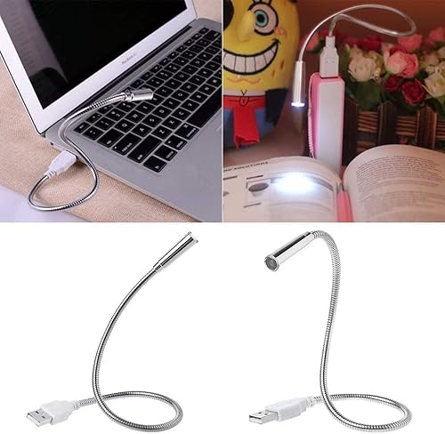 Miniatura 5 de Luz flexible USB plateada cuello de cisne LED brillante lámpara portátil computadoras estudiar para oficina trabajo escritura accesorios de lectura