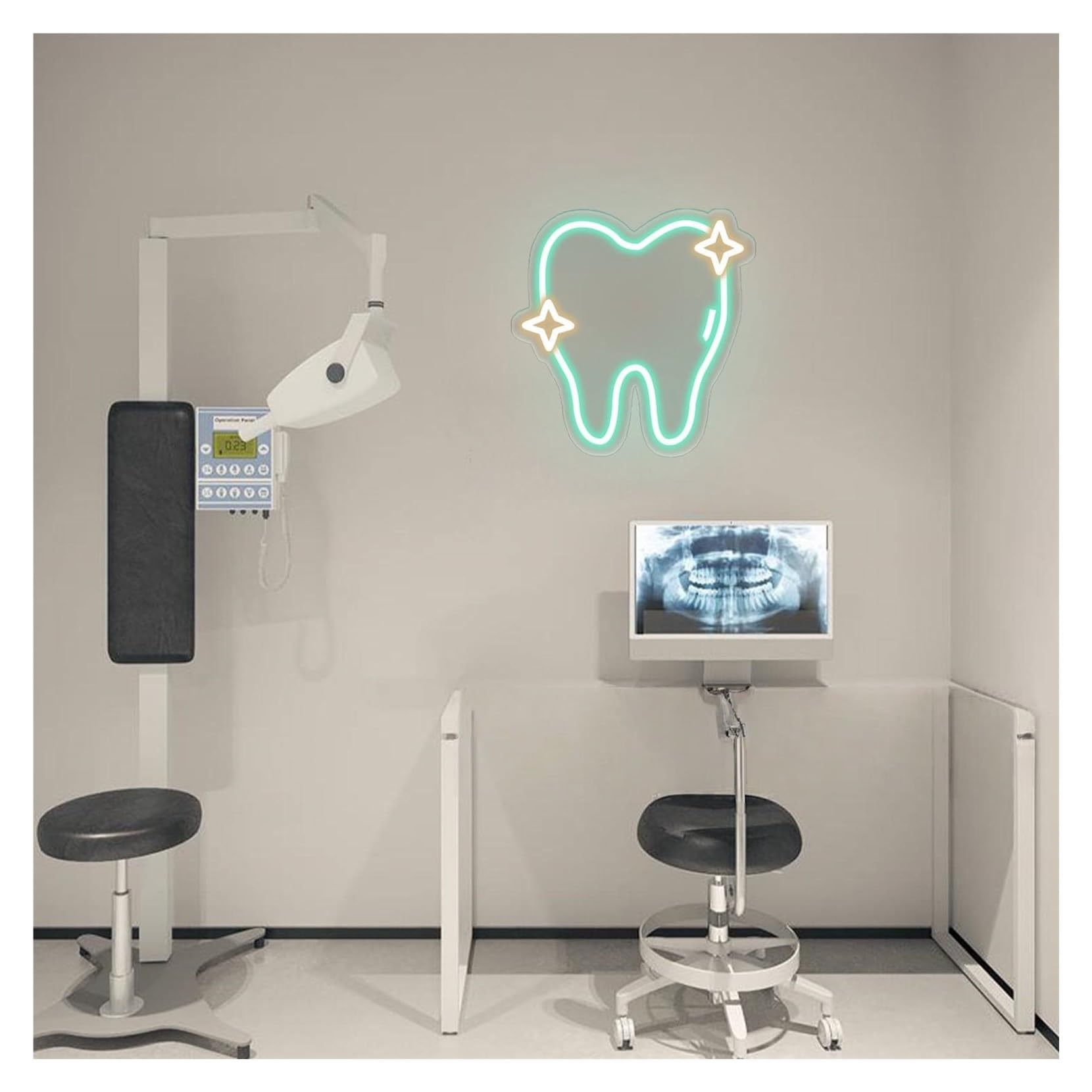 RONGCH Hanging Art Signs Tooth Neon Sign,Suitable for Dental Office Display Wall Decor with Dimmable 30cmx30cm(B)