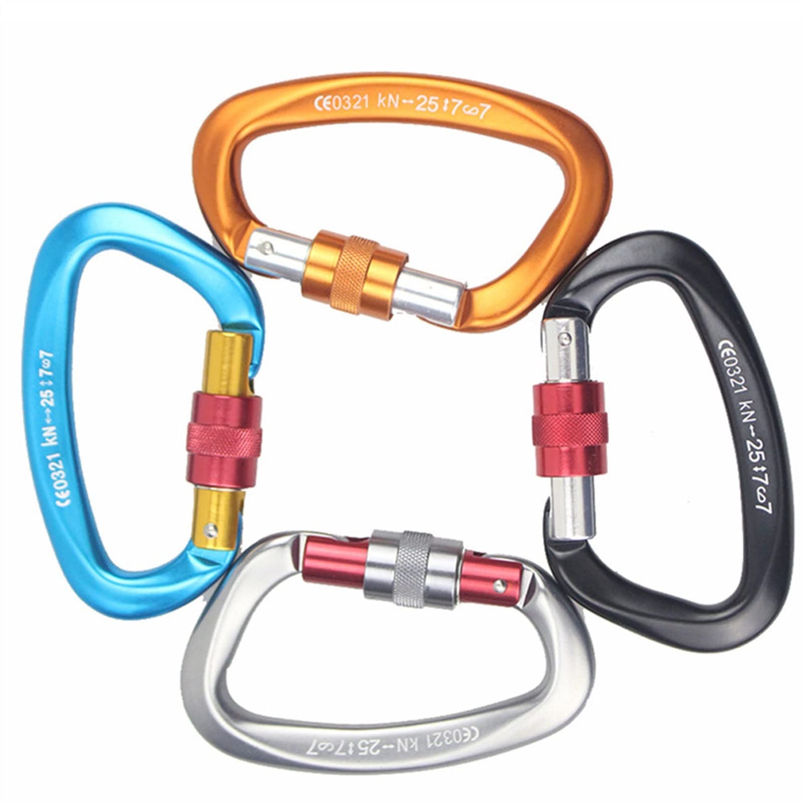 Karabinerhaken, 25KN Bergsteigen Höhlenerkundung Klettern Karabiner D-förmige Sicherheit Master Screw Lock Schnalle Escalade Ausrüstung