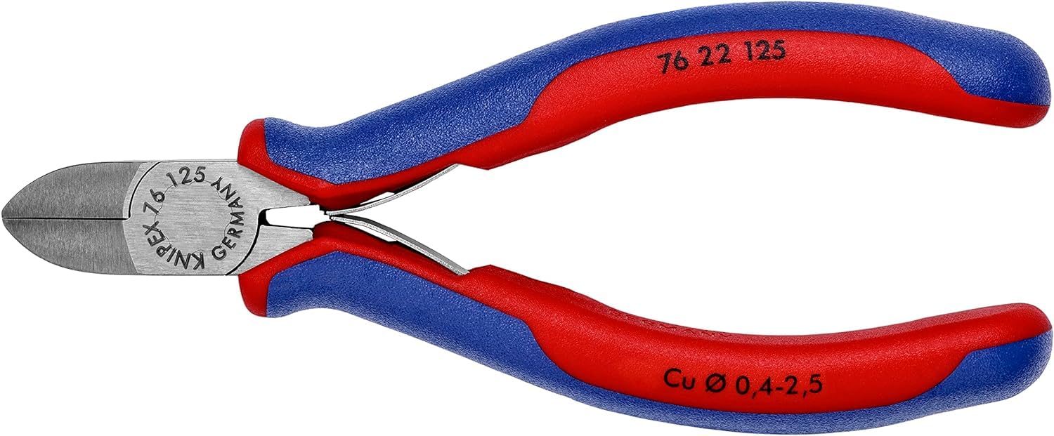 Knipex Pince coupante de côté pour électromécanicien, 76 22 125 | Avec poignées multimatières 125 mm
