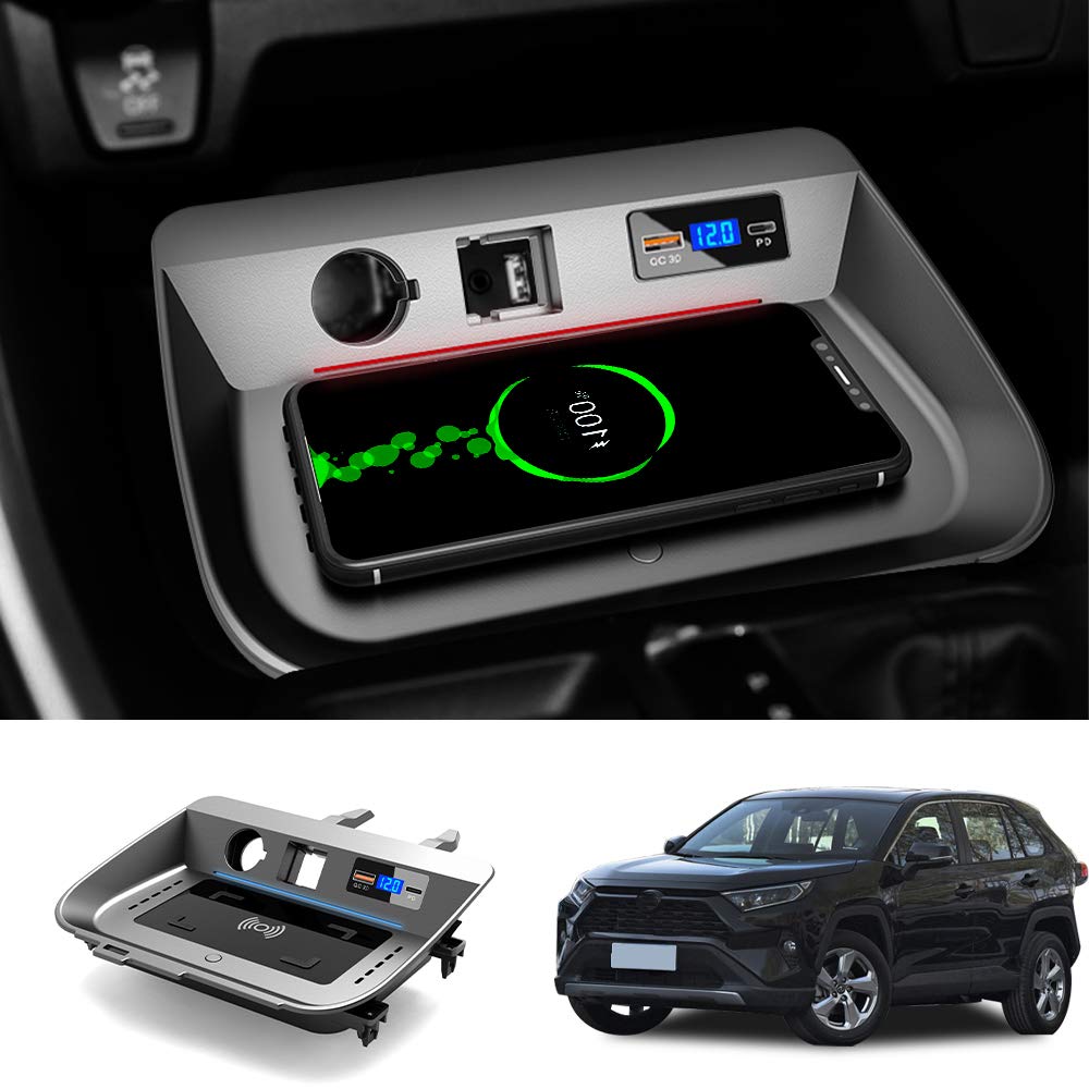 Car Wireless Charger Mount fit for Toyota RAV4 2019 2020,QC 3.0 Fast