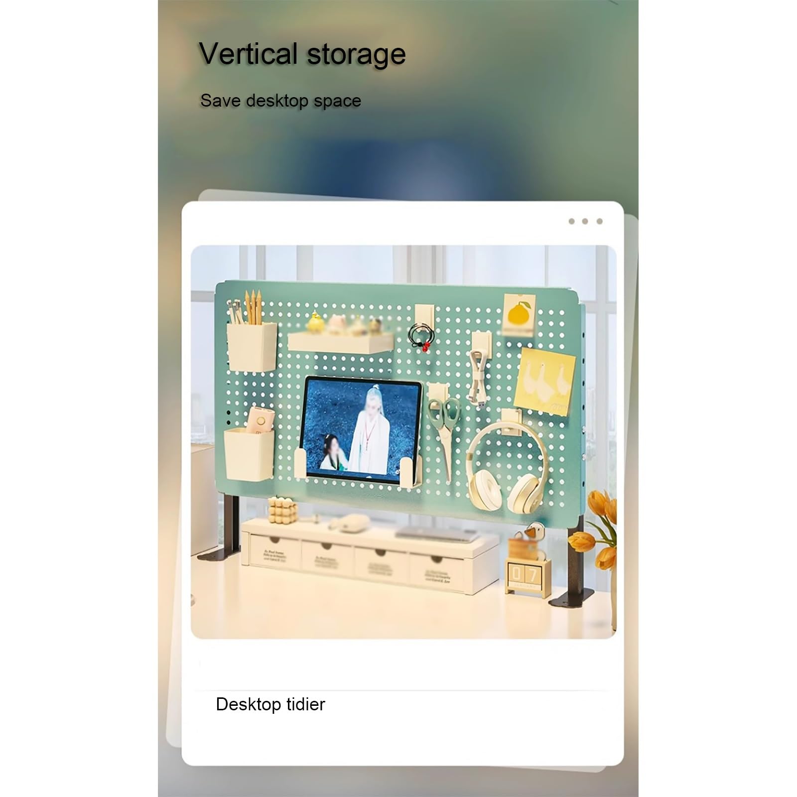 Pegboard, Stecktafel, Lochwand, Stecktafel-Werkzeugaufbewahrungsset mit Regalen und Zubehörhaken für Büroschreibtisch, Arbeitstisch-Organisation(Orange,Small)