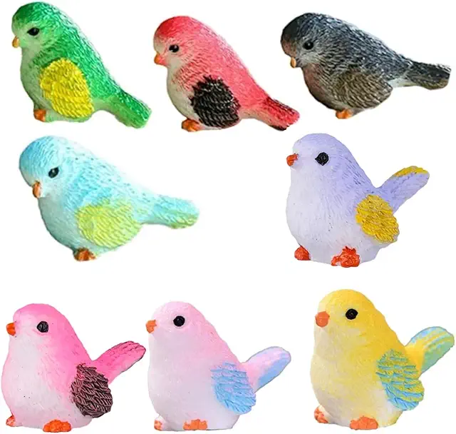 Miniature Bird Figures - 16 Pieces Bird Statues for Home and Garden Decor