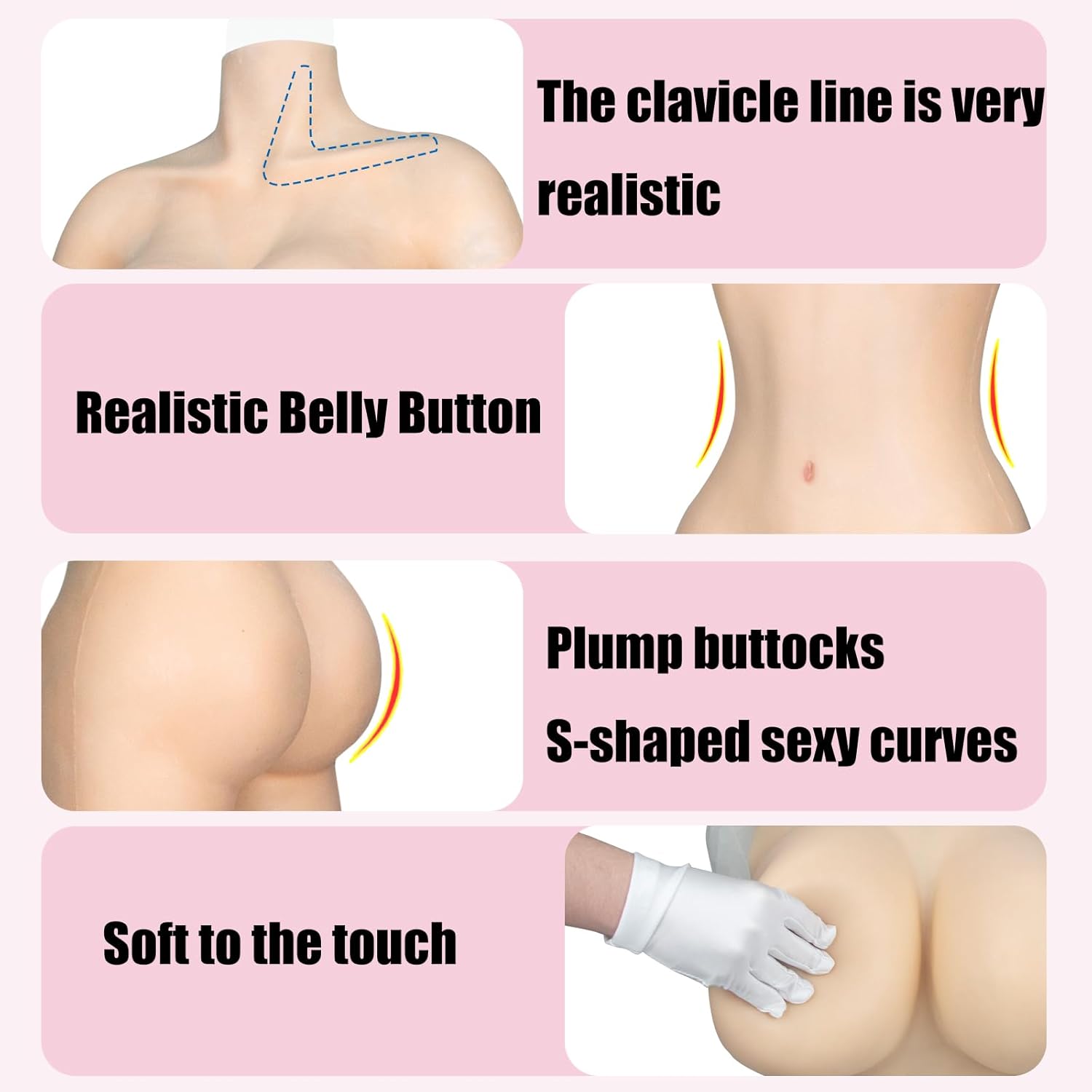 Silicone Bodysuit Fake Vaginal Bodysuit C-G Cup for Drag Queen Crossdresser Transgender