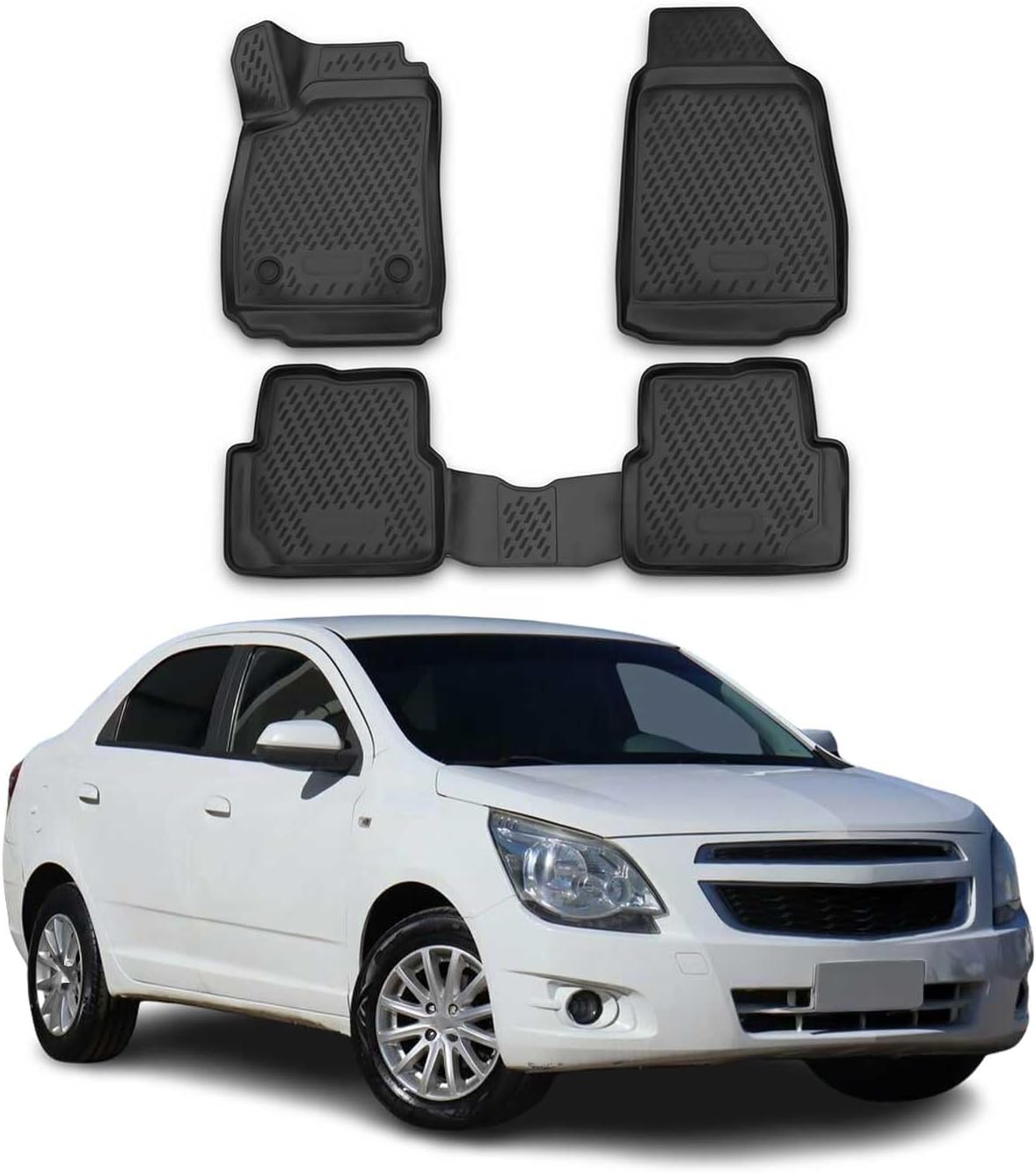 OMAC Floor Mats Liner for Chevrolet Cobalt 2005-2010 Black TPE All-Weather 4 Pcs