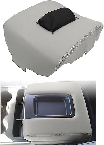 Miniatura 8 de NLQR Tapa de consola central, funda de repuesto para reposabrazos de cuero, color gris oscuro, compatible con Chevy Silverado GMC Sierra 2014 2015
