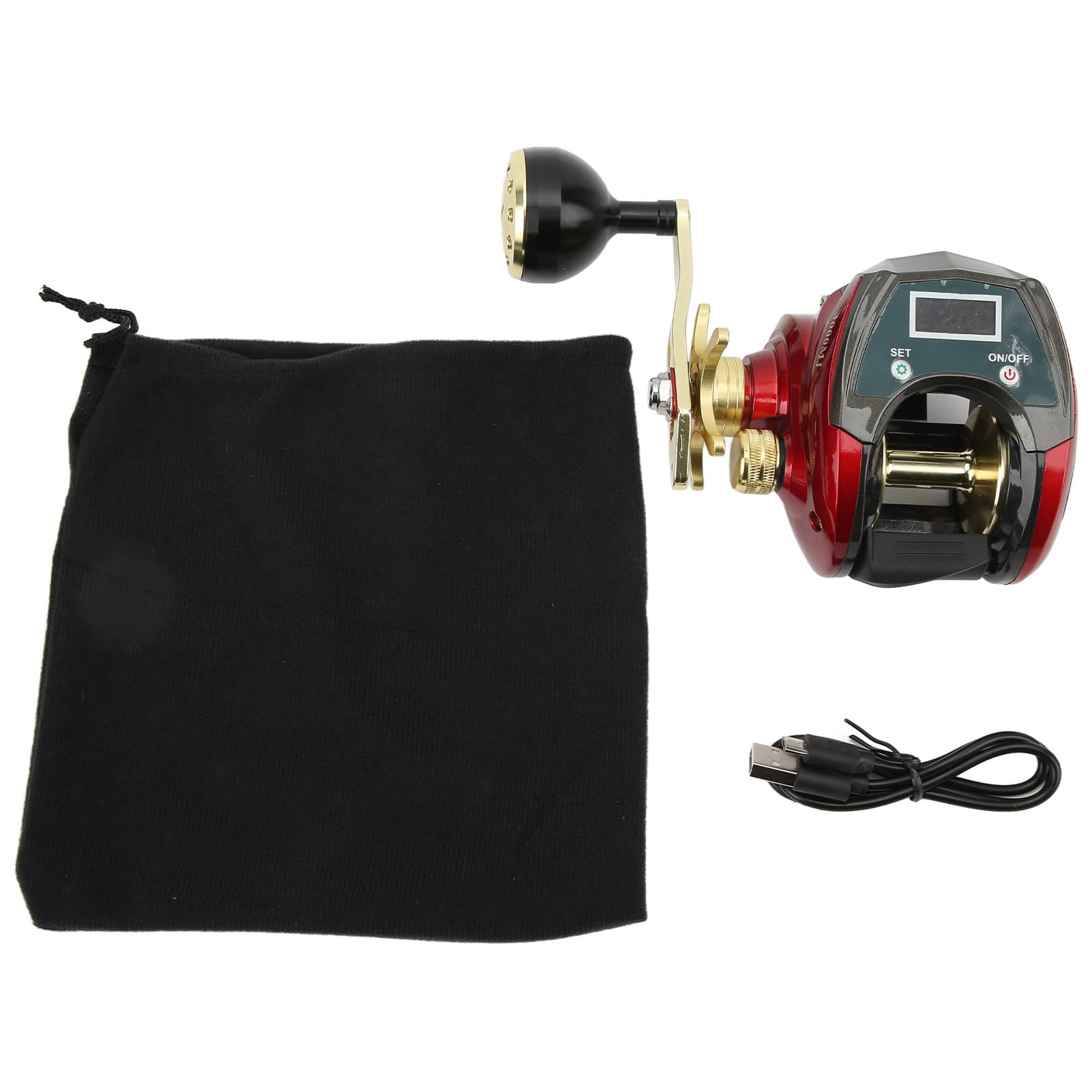POENVFPO Carrete Baitcasting con Cuentalíneas, Grafeno y Fibra de Carbono, Fuerza de Frenado 20 Kg, Pantalla Digital para Pesca en Agua Salada y Dulce