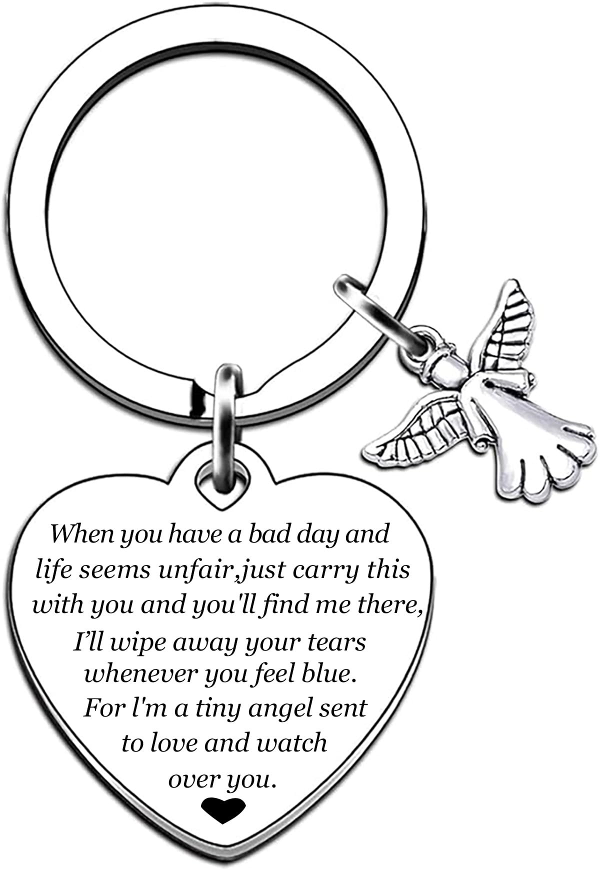 Posoto Unisex Silver 1Pcs Guardian Angel Gifts For Women Guardian Angel Inspirational Keyring Gifts
