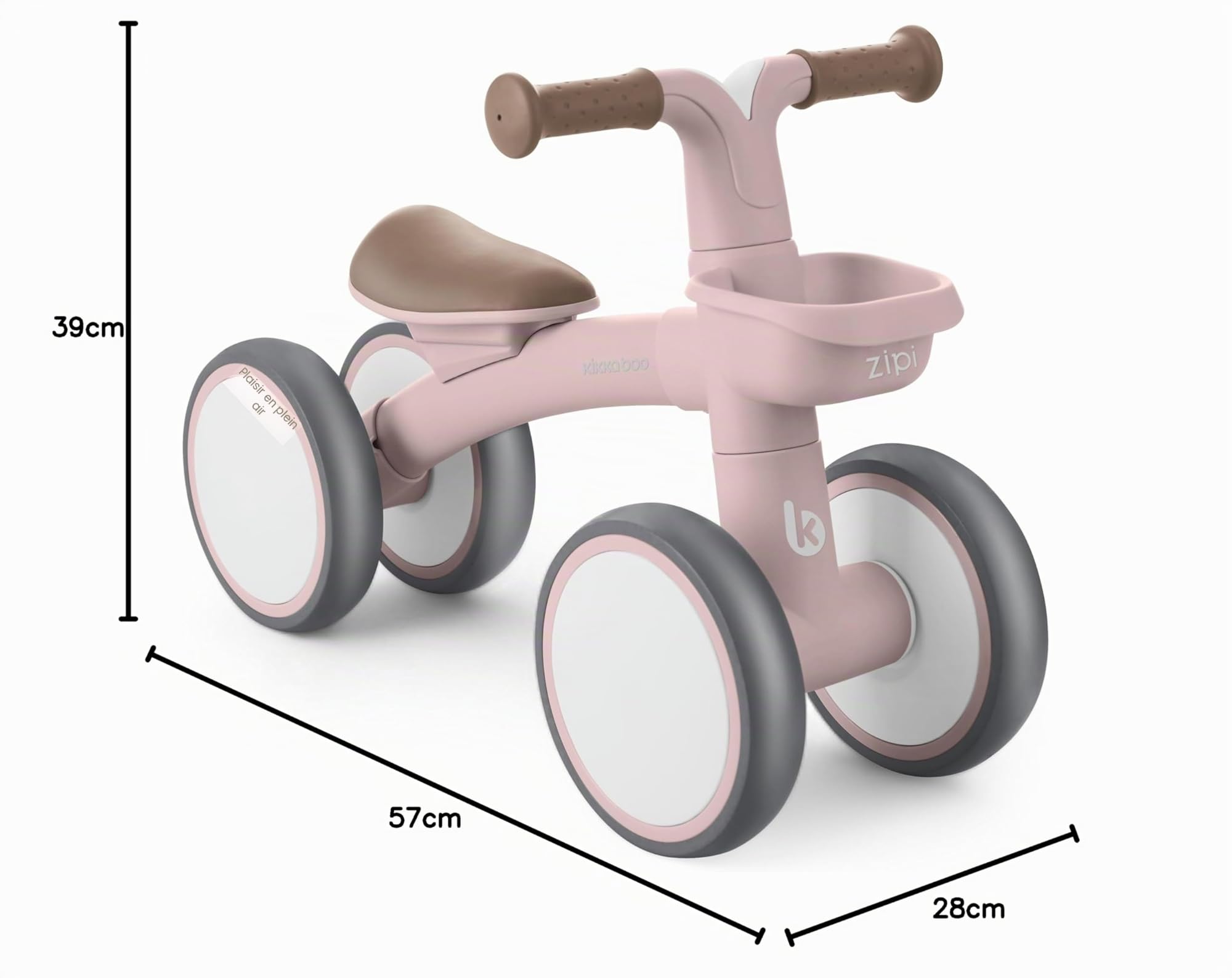 KikkaBoo Vélo sans pédales ZIPI, vélo d'équilibre bébé 1-3 Ans avec Panier réglable