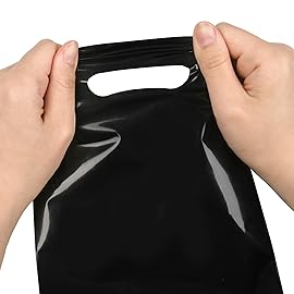 VieFantaisie 100 PCS Black Small Gift Bags, 6x8 Merchandise Bags for Small Businesses, Goodie Bags Party Favor Bags for Kids, Treat Bag Retail Bag with Handle for Kids Birthday, Christmas