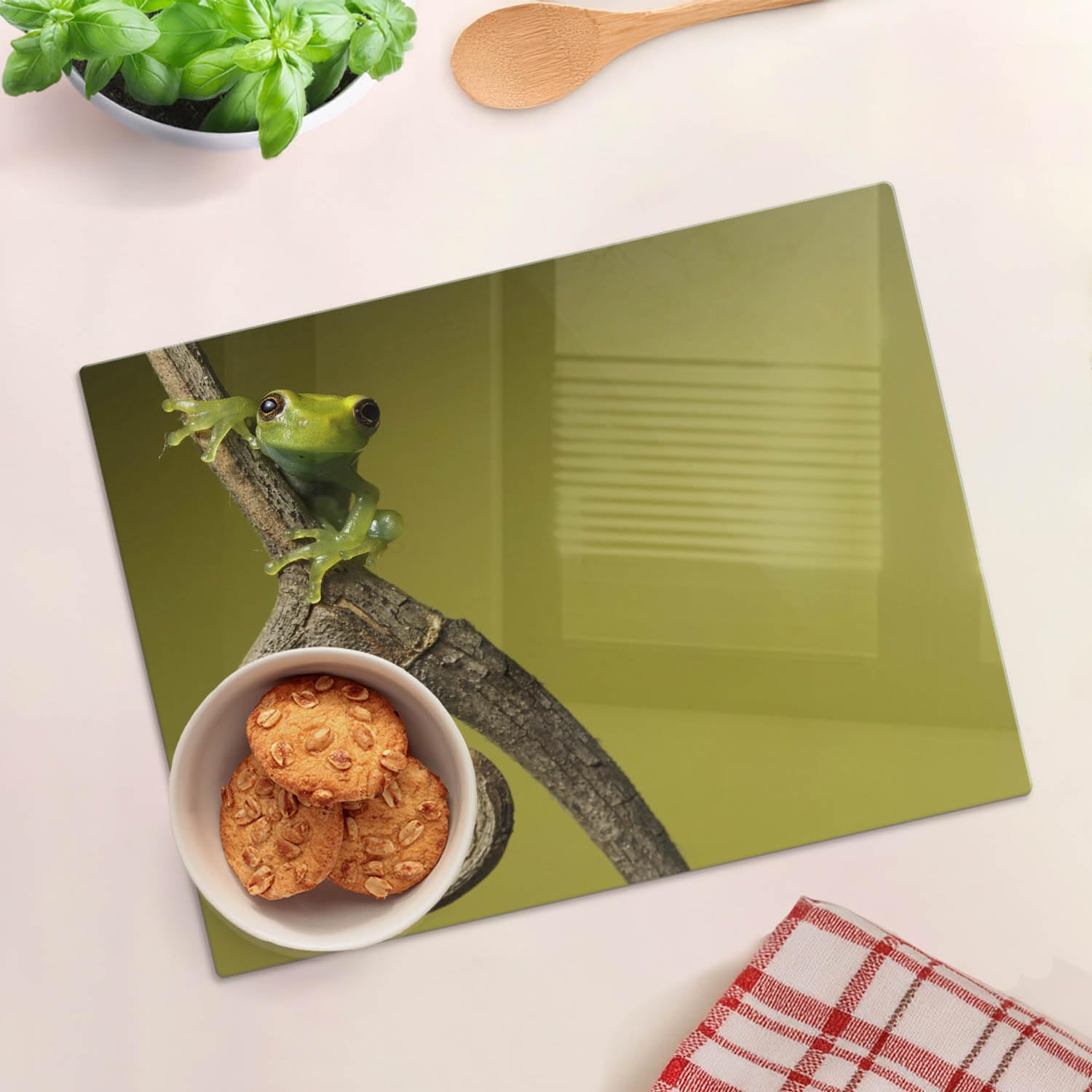 Cristal para cortar en la cocina 40x30 cm Rana arborícola verde