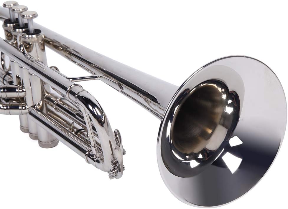 Standard Trumpet Brass Gold Bb Trumpet for Students and beginners w/Gloves,Mouthpiece (Silver) : Musical Instruments