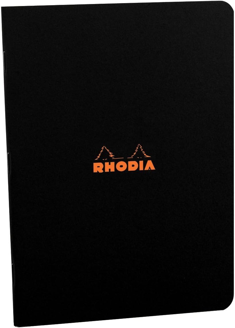 Pack of 5 Rhodia Black Side Staplebound A4 Notebook (8.25 X 11.75)