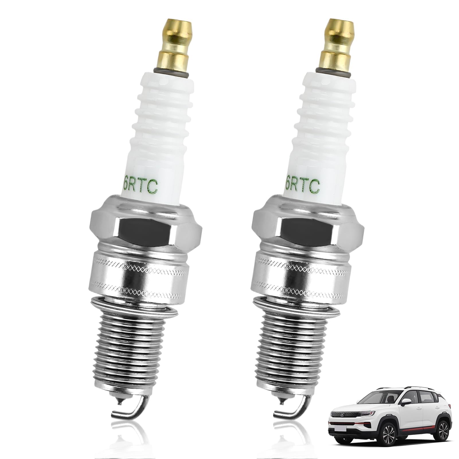 2 Pack F6RTC Car Spark Plugs Replacement Compatible for NGK BPR6ES, Bosch WR6DC WR7DC, Champion RN9YC RN10YC, Denso W20EPR-U, MTD 951-10292/751-10292, OEM Replacement, High Performance