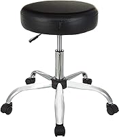 Amazon Basics Adjustable Drafting Bar Stool with Wheels, Swivel Black Leather Seat, 250lb Capacity - Home Office Spa Chair