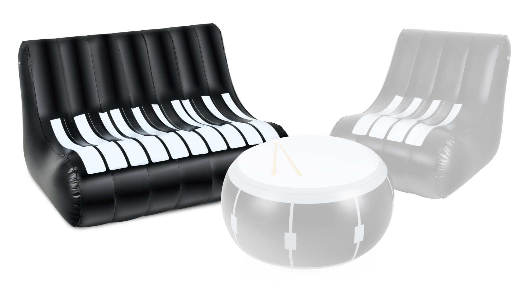 Stagecaptain IF-12088 Sofá Inflable Diseño Piano - Sofá de PVC - para 2 Personas - Ideal para Festivales, Camping, Jardín, Sala de Ensayo o Salón - Dimensiones: Aprox. 127 x 75 cm