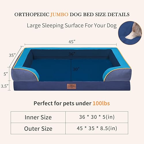 Miniatura 312 de Comfort Expression - Cama ortopédica para perros extragrandes, 53 x 42 pulgadas, cama impermeable y de apoyo de espuma con cojines removibles, con