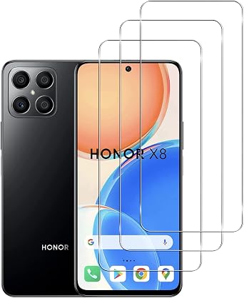 Screen Protector for HONOR X8 [3 Pack] Easy to Install, Anti-Scratch, Anti-Fingerprint, No-Bubble, HD Tempered Glass Screen Protector Compatible with HONOR X8