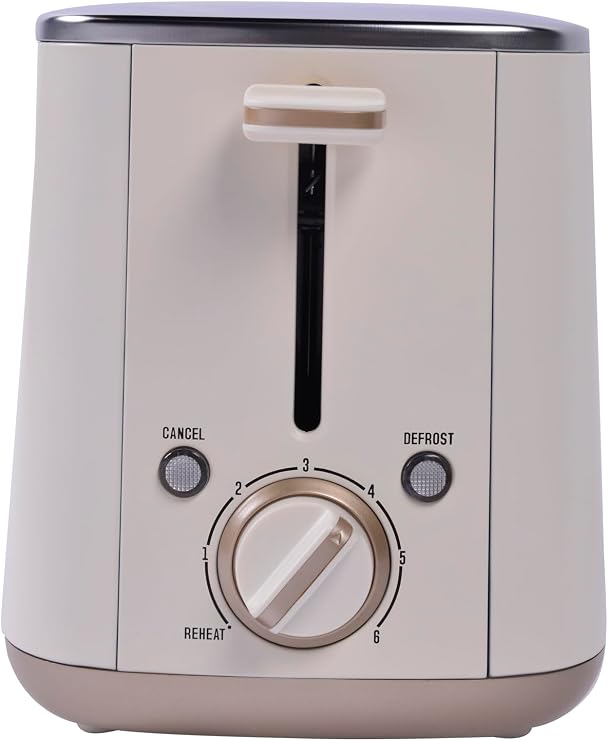 Berghoff Gem Pearl 2 Slice Toaster – 1000 W, Stainless Steel | Vanilla Cream