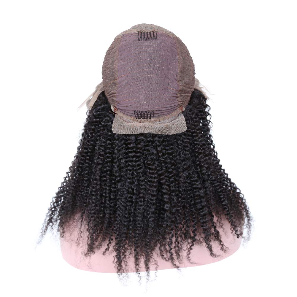 zigzag hair Afro Kinky Curly 13x6 Lace Front Wigs for Black Women Brazilian Pre Plucked Deep Part Lace Front Human Hair Wig 150% Density With Baby Hair (20inch, 150% Density)