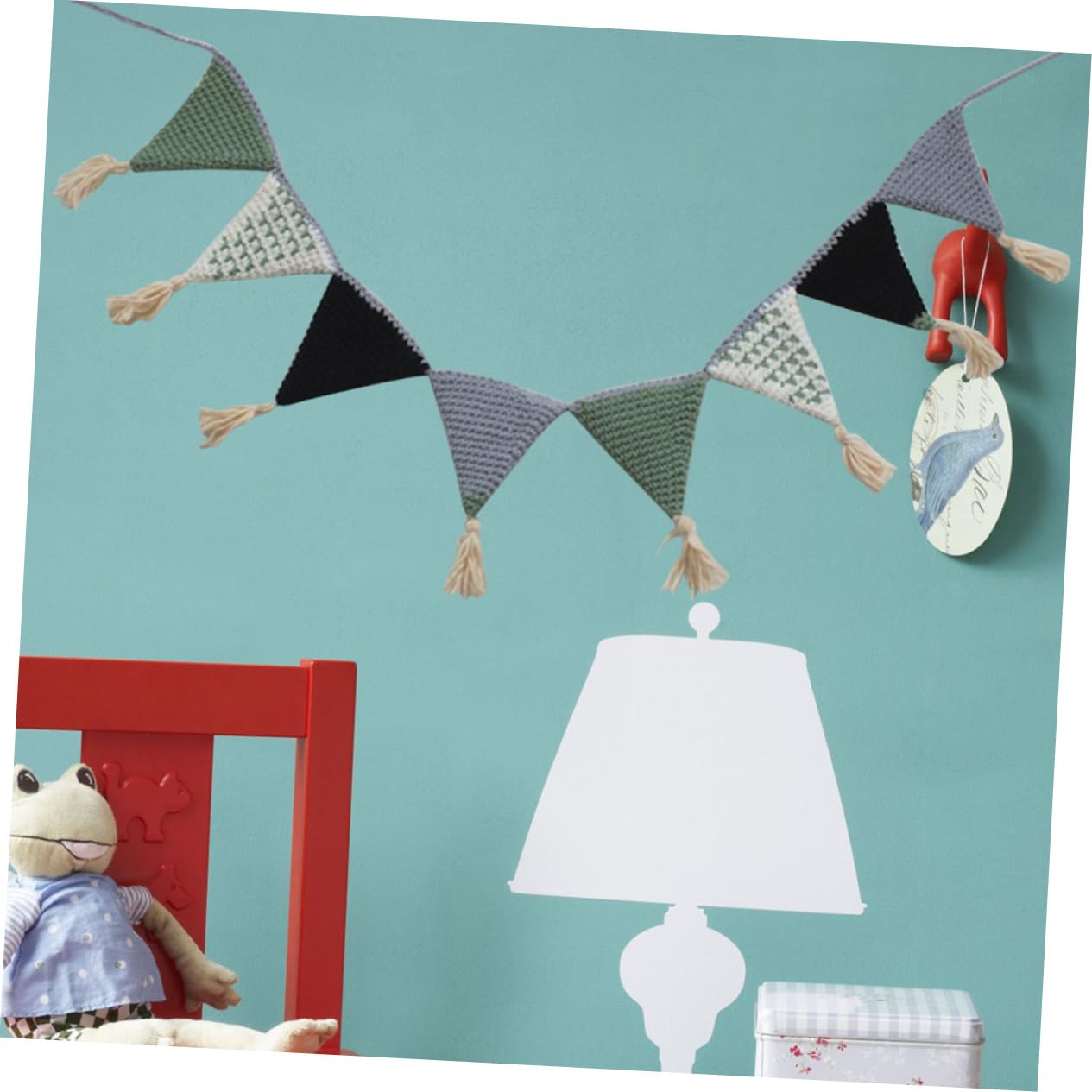 ifundom 3pezzi Bandiere Triangolari Cotone All Uncinetto Decorazione Per Feste Compleanni e Stanza Dei Ragazzo Ragazza Verde Bandiere Pennant Per Shower e Decorazioni Per La Casa