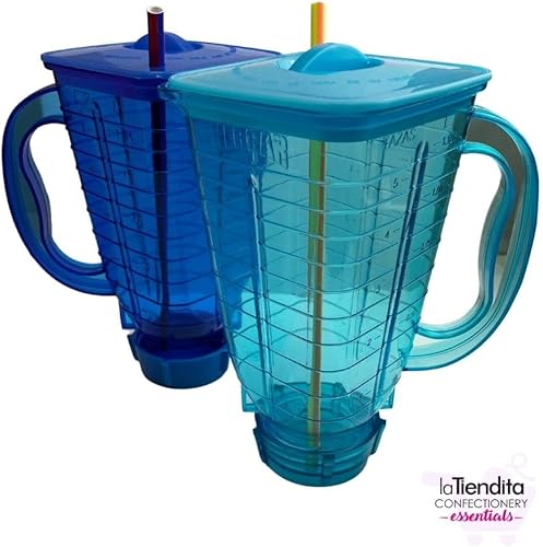 Miniatura 6 de LA TIENDITA ESSENTIALS Paquete de 8 tarros de plástico para licuadora de capacidad de 42.3 onzas líquidas + popote reutilizable gratis