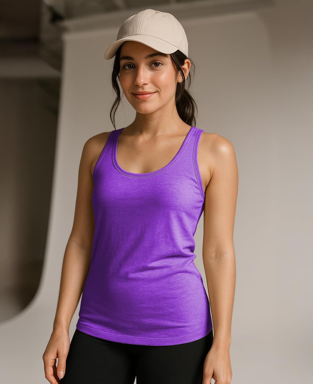 Sexy Basics Women's 5 Pack Racerback PowerFlex Tank Tops/Cotton -Spandex Stretch Color Tank Tops - Image 2