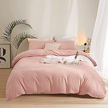 Wellboo Pink Comforter Sets Women Girls Blush Pink Bedding Comforter Sets Full Dusty Pink Adult Comforters Solid Color Bedding Cotton Bean Red Comforters Girls Light Red Durable Soft Winter Bedding