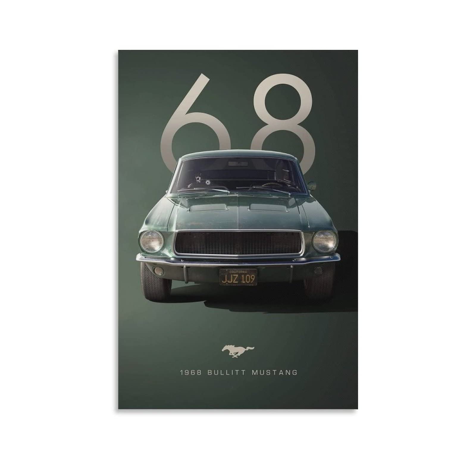 Toile Décorative Mustang Bullitt Ford - Format XXL - Impression Sur Canvas - Prêt à Accrocher - Motif Voiture Coloré
