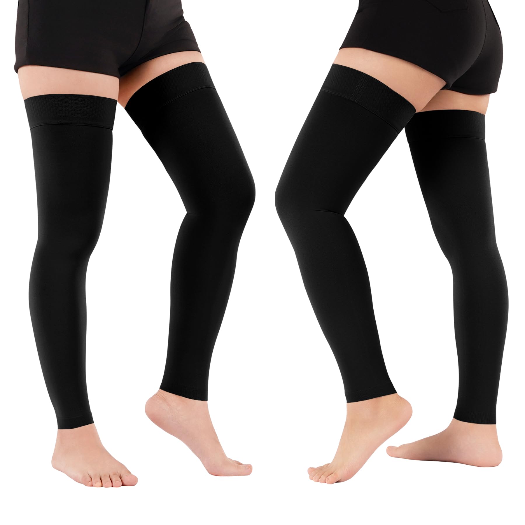 Photo 1 of 20-30mmHg Thigh High Compression Stockings for Women & Men, Footless Over the Knee Compression Socks with Silicone Band & Anti-Drop Straps, Medical Support for Varicose Veins, Edema, Swelling, DVT,2XL