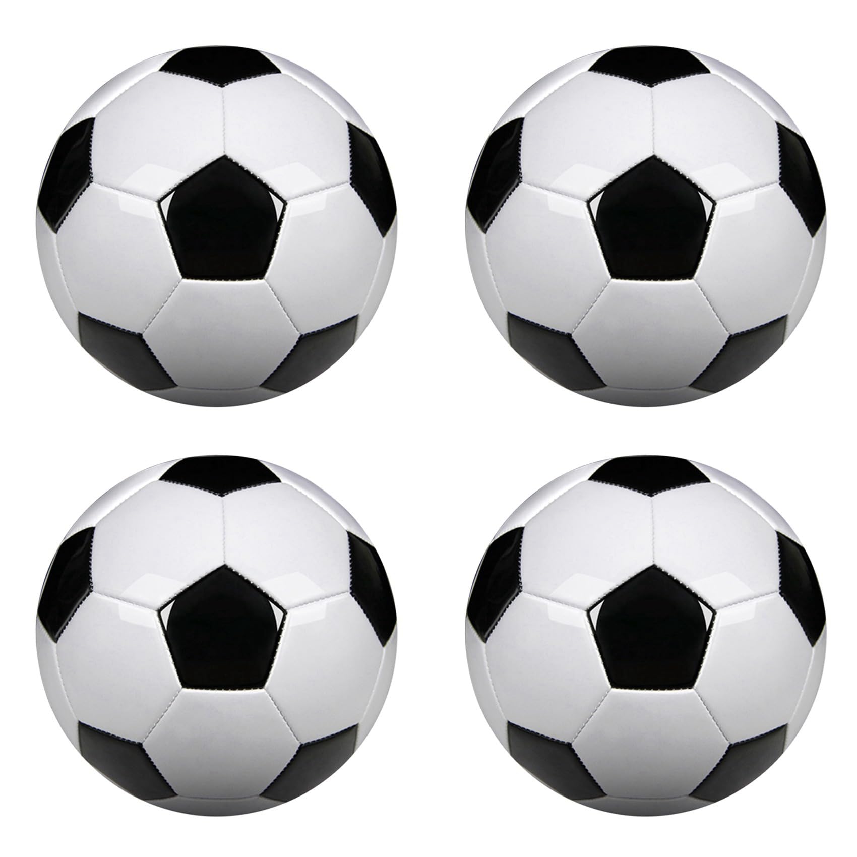 4X GrößE 5 TrainingsbäLle PU Leder Schwarz FußBall FußBäLle Goal Team Atch TrainingsbäLle