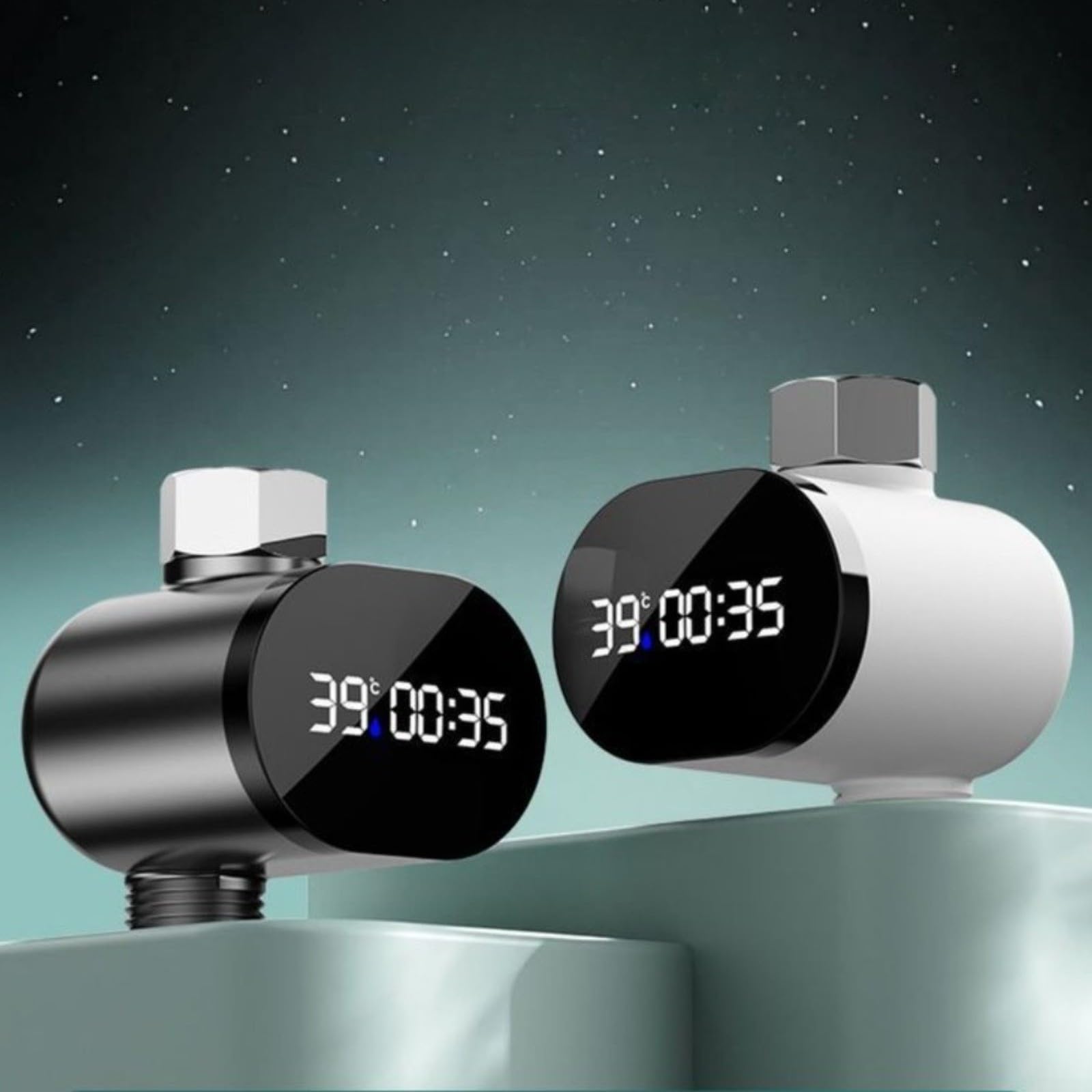 termómetro de Agua, LED Shower Temperature Display,Digital Water Gauge, with Flow Powered Operation